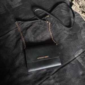 Michael Kors Black Crossbody with Gold Chain
